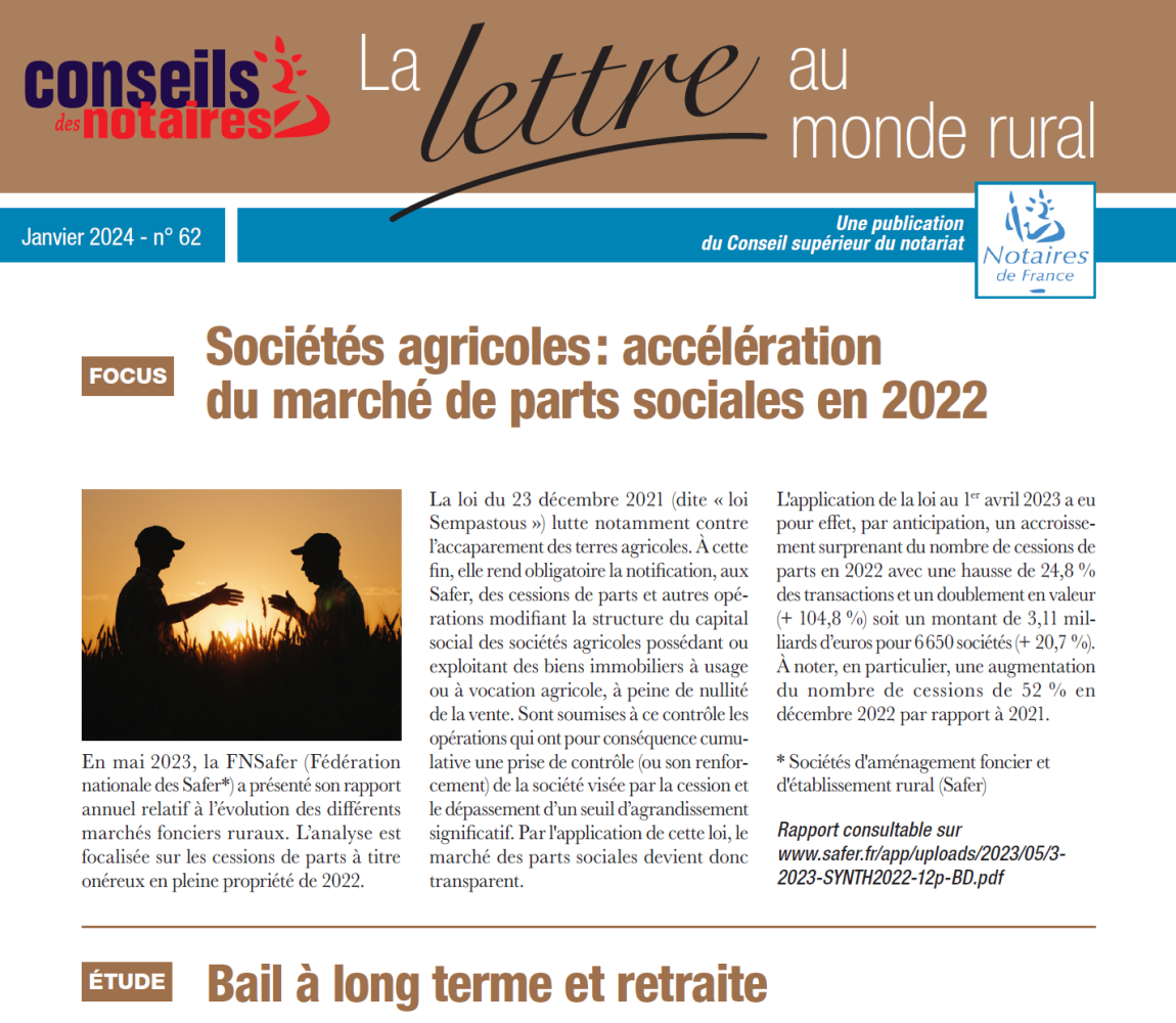 La lettre au monde rural n°64 - Janvier 2024